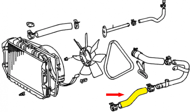 22RE 2.4L 22RTE 2.4L Lower Radiator Hose 1985-1992 - Yota1 Performance ...
